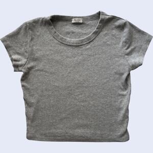 John Galt heather gray baby tee cropped t-shirt Y2K